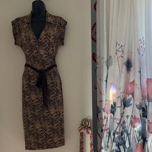 Diane Von Furstenberg Brown Printed Wrap Dress